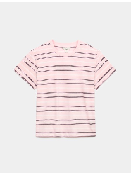 Marks & Spencer Gestreiftes T-Shirt aus reiner Baumwolle Marks & Spencer rosa