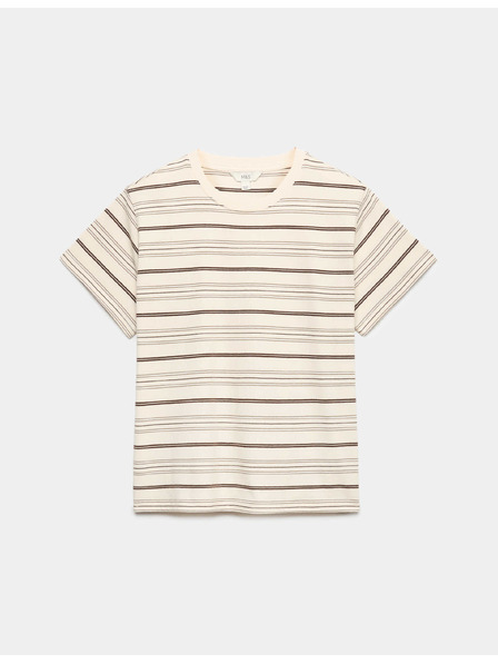 Marks & Spencer Gestreiftes T-Shirt aus reiner Baumwolle Marks & Spencer gelb