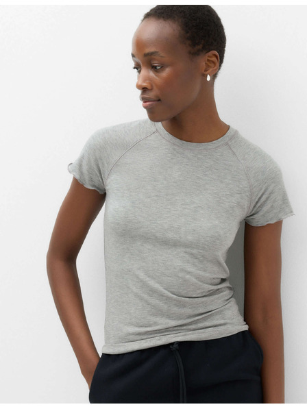 Marks & Spencer T-Shirt mit Kurzarm und Volantbesatz Marks & Spencer grau