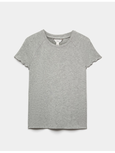 Marks & Spencer T-Shirt mit Kurzarm und Volantbesatz Marks & Spencer grau