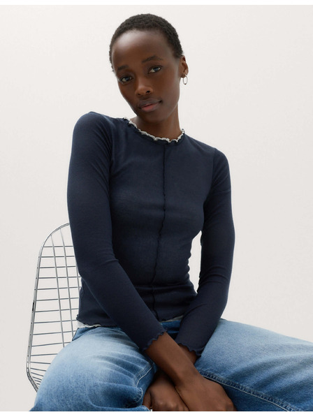 Marks & Spencer Zweischichtiges Top mit Volantbesatz Marks & Spencer marineblau