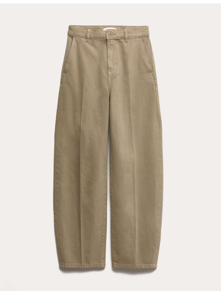 Marks & Spencer Hose aus reiner Baumwolle mit geradem Bein und gekniffenem Saum Marks & Spencer braun