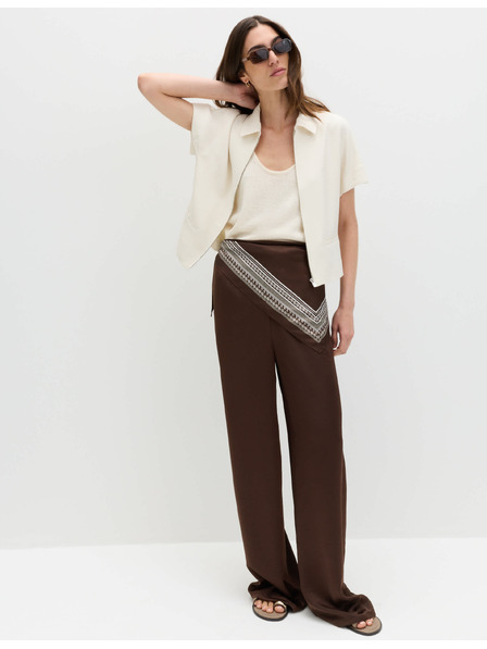 Marks & Spencer Weite Hose mit Satinbesatz und Kordelzug Marks & Spencer braun