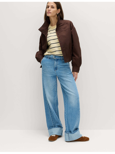 Marks & Spencer Jeans aus reiner Baumwolle mit Gürtel und weiten Beinen Marks & Spencer Marineblau
