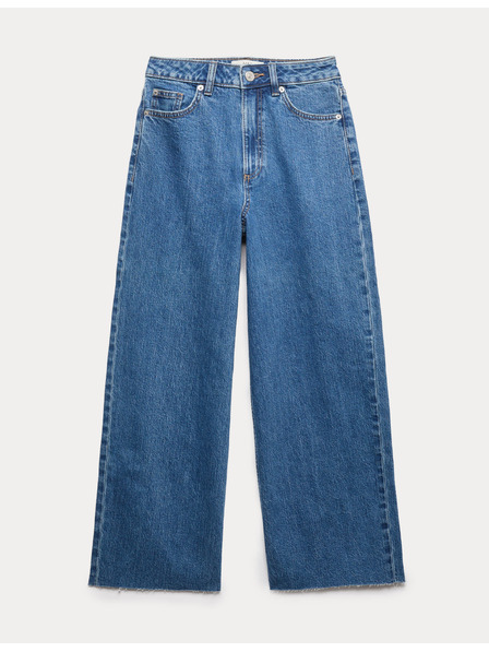 Marks & Spencer Verkürzte Jeans mit hohem Bund und weiten Beinen Marks & Spencer Marineblau
