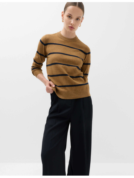 Marks & Spencer Gestreifter Pullover aus luftiger Garne mit Rundhalsausschnitt Marks & Spencer Braun