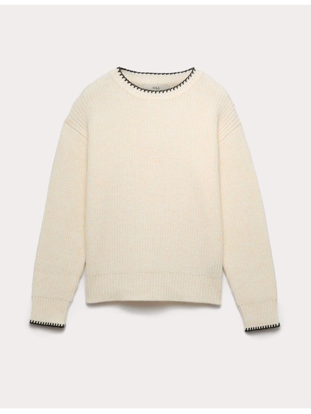 Marks & Spencer Pullover aus weicher Garne mit Rundhalsausschnitt und Schnürung Marks & Spencer Creme