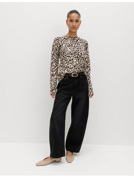 Marks & Spencer Außergewöhnlich weiches Pullover mit rundem Ausschnitt und Tierdruck Marks & Spencer schwarz