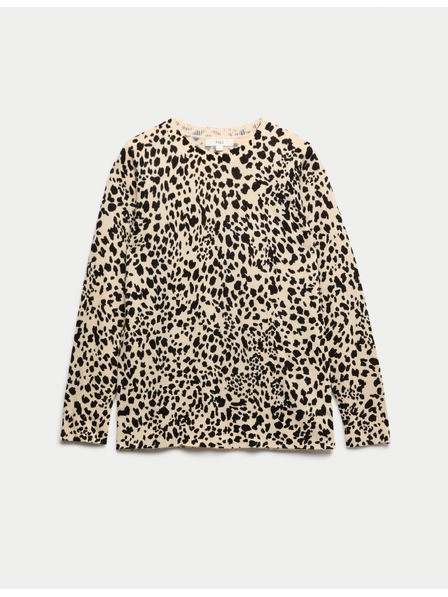 Marks & Spencer Außergewöhnlich weiches Pullover mit rundem Ausschnitt und Tierdruck Marks & Spencer schwarz