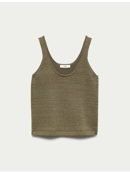 Marks & Spencer Strukturiertes Stricktop mit ovalem Ausschnitt aus Baumwollmischung Marks & Spencer grün