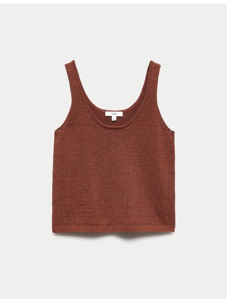 Marks & Spencer Strukturiertes Stricktop mit ovalem Ausschnitt aus Baumwollmischung Marks & Spencer braun