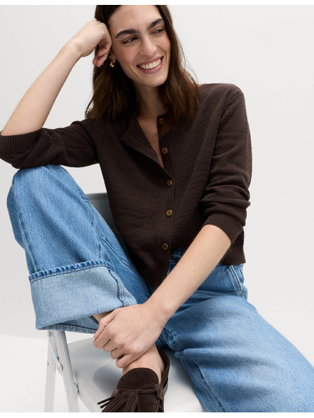 Marks & Spencer Verkürzter Pullover mit hohem Baumwollanteil zum Durchknöpfen Marks & Spencer braun