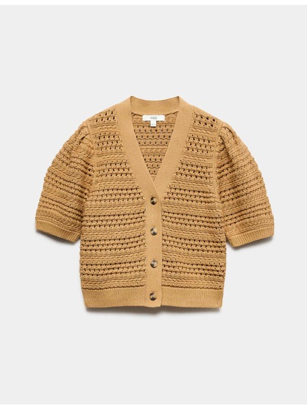 Marks & Spencer Verkürzter Pullover aus reiner Baumwolle mit gekräuselten Ärmeln Marks & Spencer braun