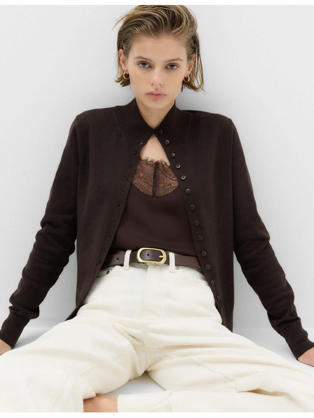 Marks & Spencer Eng anliegender Pullover mit Wollmischung und hohem Rollkragen Marks & Spencer braun