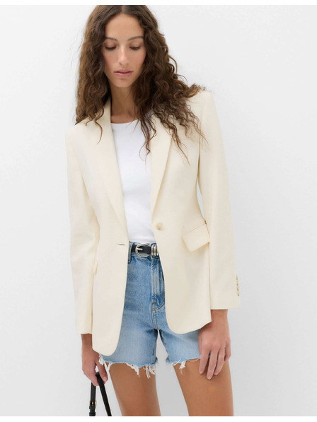 Marks & Spencer Einreihiger Blazer in schmal anliegender Passform Marks & Spencer creme