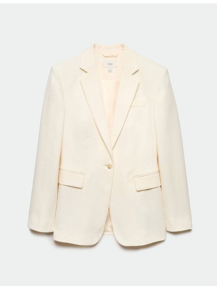 Marks & Spencer Einreihiger Blazer in schmal anliegender Passform Marks & Spencer creme