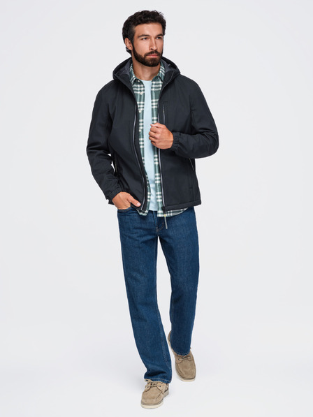 Ombre Clothing Herrenjacke SOFTSHELL mit Fleecefutter und Kapuze – schwarz V2 OM-JANP-0292 Ombre Clothing