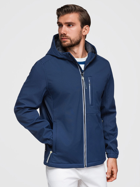 Ombre Clothing Herrenjacke SOFTSHELL mit Fleecefutter und Kapuze – dunkelblau V5 OM-JANP-0292 Ombre Clothing