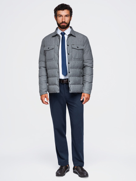 Ombre Clothing Gesteppte Herrenhemdenjacke mit Taschen – graumeliert V2 OM-JALP-0256 Ombre Clothing