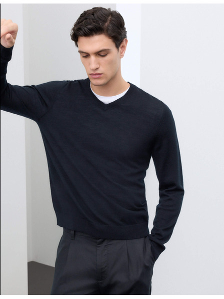 Marks & Spencer V-Ausschnitt Pullover aus reiner, besonders feiner Merinowolle von Marks & Spencer marineblau