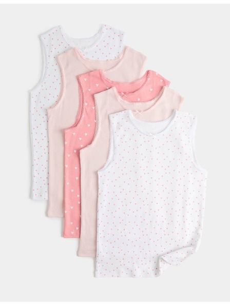 Marks & Spencer Unterhemd mit Herzmuster aus reiner Baumwolle, 5er-Pack (2–14 Jahre) Marks & Spencer rosa