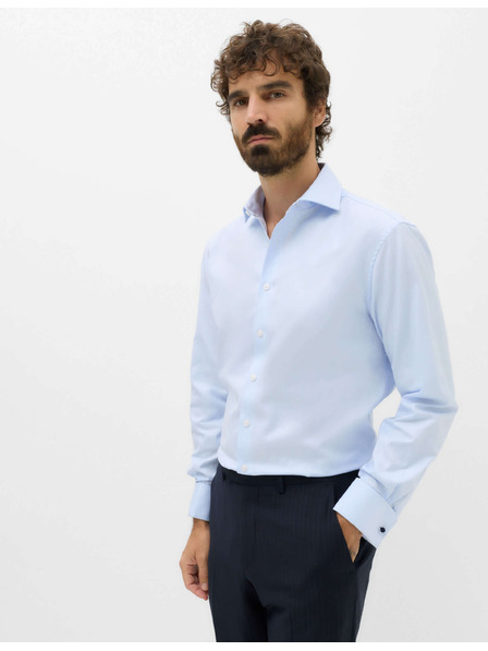 Marks & Spencer Köperbindungs-Hemd in klassischer Passform aus luxuriöser Baumwolle mit Doppelmanschette Marks & Spencer Blau
