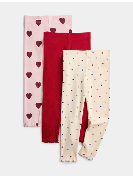 Marks & Spencer Leggings mit hohem Baumwollanteil und Herzchen (2–10 Jahre), 3er Pack Marks & Spencer mehrfarbig
