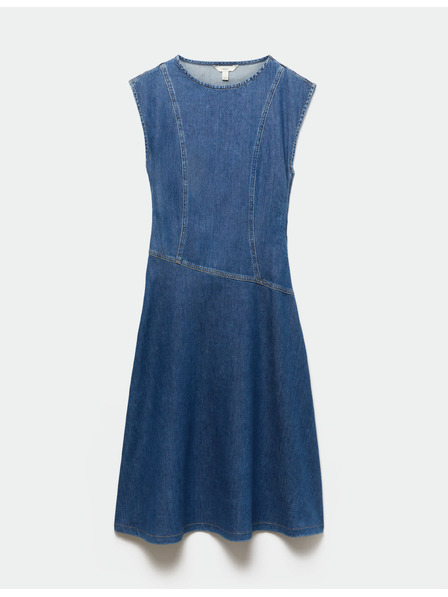 Marks & Spencer Jeansbleistiftmidi-Kleid aus reiner Baumwolle Marks & Spencer marineblau