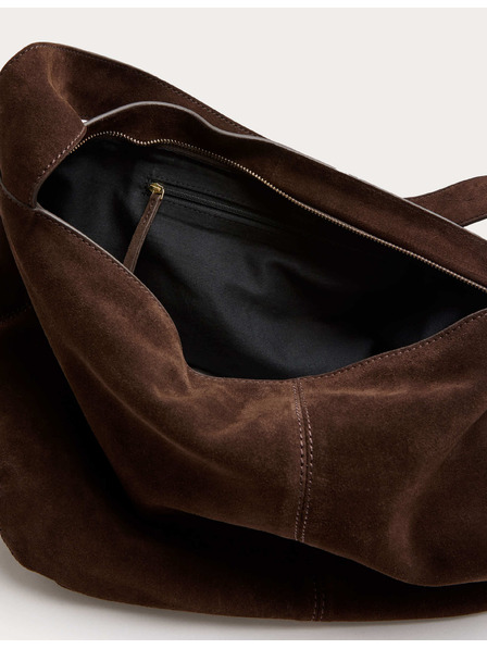 Marks & Spencer Wildleder-Reißverschluss Lockere Schultertasche Marks & Spencer braun