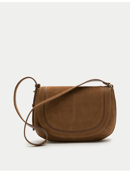 Marks & Spencer Wildleder-Schultertasche mit Stütze Marks & Spencer braun
