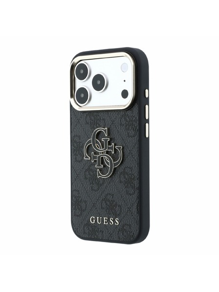 Guess Guess PU 4G Resin Metal Logo Rückseitenschutz für iPhone 18 Pro Schwarz