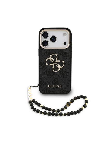 Guess Guess PU 4G Metal Logo Strap Rückseitenschutz für iPhone 18 Pro Schwarz