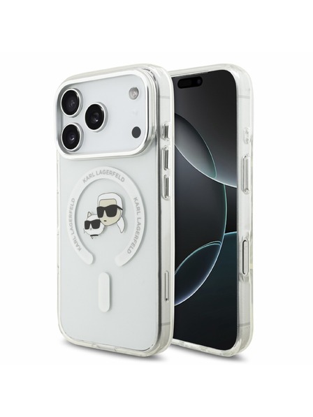 Karl Lagerfeld Karl Lagerfeld IML K&CH Heads Metal Frame MagSafe Rückenschale für iPhone 18 Pro Weiß