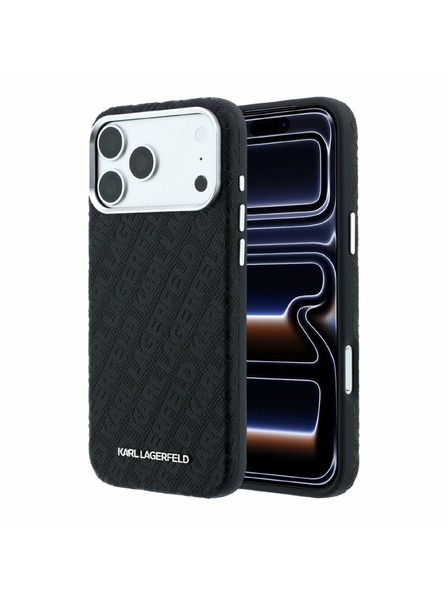 Karl Lagerfeld Karl Lagerfeld PU Grained Allover Semi Wrap Magsafe Rückenschale für iPhone 18 Pro Schwarz