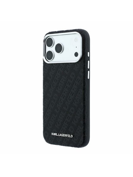 Karl Lagerfeld Karl Lagerfeld PU Grained Allover Semi Wrap Magsafe Rückenschale für iPhone 18 Pro Schwarz
