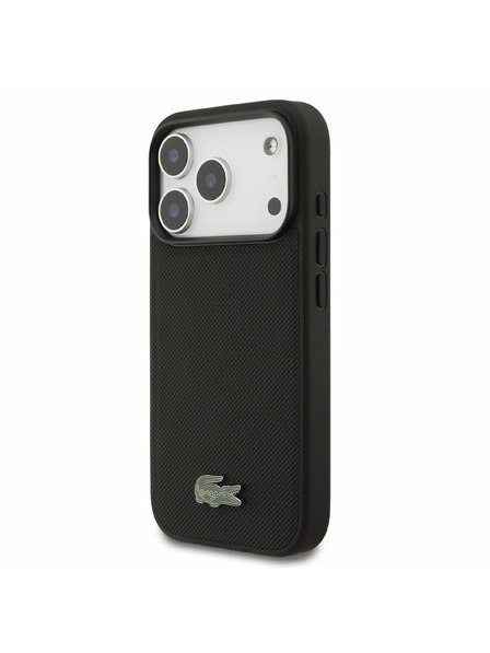 Lacoste Lacoste PVC Iconic Petit Pique Metal Logo MagSafe Rückenschale für iPhone 18 Pro Schwarz