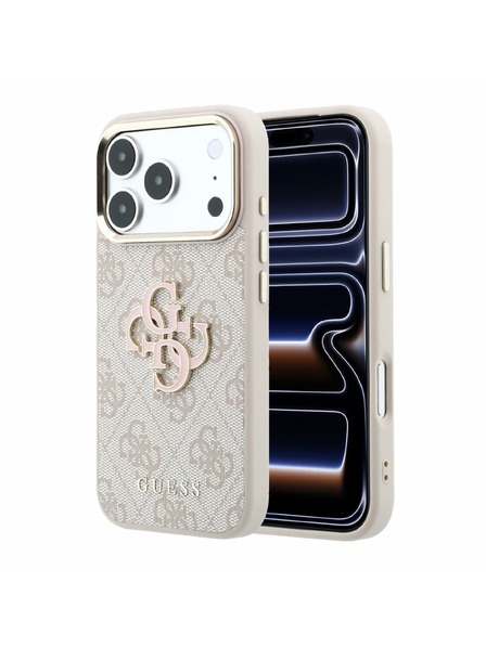 Guess Guess PU 4G Resin Metal Logo Rückenschale für iPhone 18 Pro Max Rosa