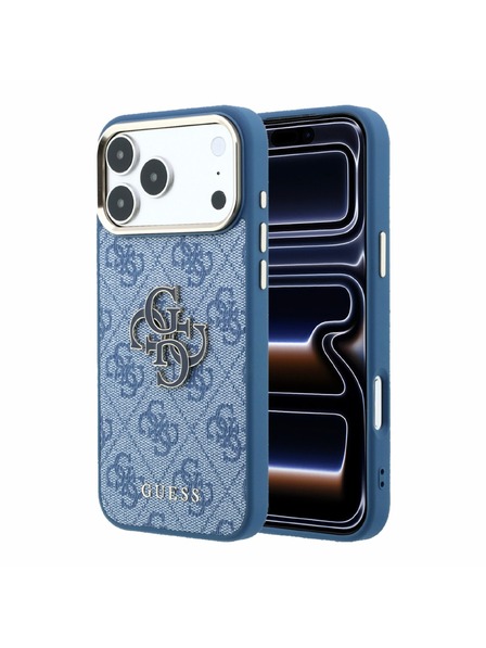 Guess Guess PU 4G Resin Metal Logo Rückenschale für iPhone 18 Pro Max Blau