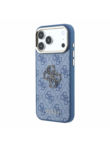 Guess Guess PU 4G Resin Metal Logo Rückenschale für iPhone 18 Pro Max Blau