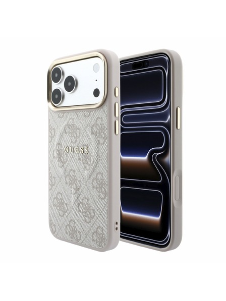 Guess Guess PU Leather 4G Gold Frame Embossed MagSafe Rückenschale für iPhone 18 Pro Max Rosa