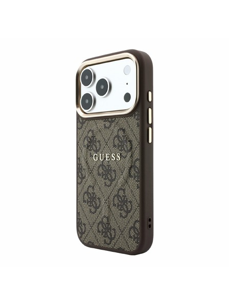 Guess Guess PU Leather 4G Gold Frame Embossed MagSafe Rückenschale für iPhone 18 Pro Max Braun