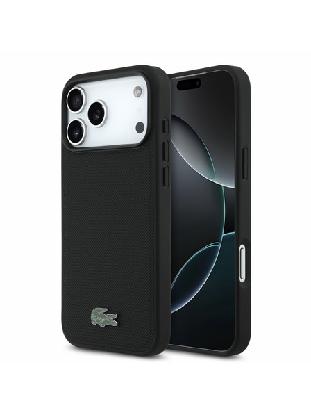 Lacoste Lacoste PVC Iconic Petit Pique Metal Logo MagSafe Rückenschale für iPhone 18 Pro Max Schwarz