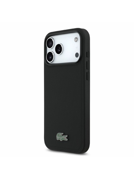 Lacoste Lacoste PVC Iconic Petit Pique Metal Logo MagSafe Rückenschale für iPhone 18 Pro Max Schwarz