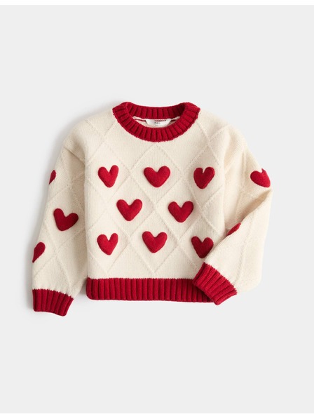 Marks & Spencer Pullover mit gehäkeltem Herzmuster (2–8 Jahre) Marks & Spencer creme