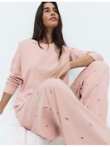 Marks & Spencer Pyjama-Set aus reiner Baumwolle mit Print Marks & Spencer rosa
