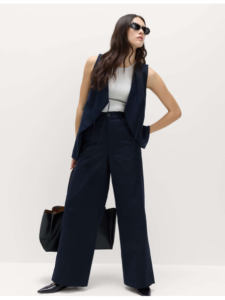 Marks & Spencer Chino-Hose mit breiten Beinen und hohem Baumwollanteil Marks & Spencer marineblau