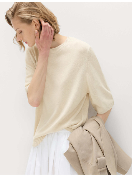 Marks & Spencer Gestricktes Oberteil mit lockerer Passform und Leinenanteil Marks & Spencer beige