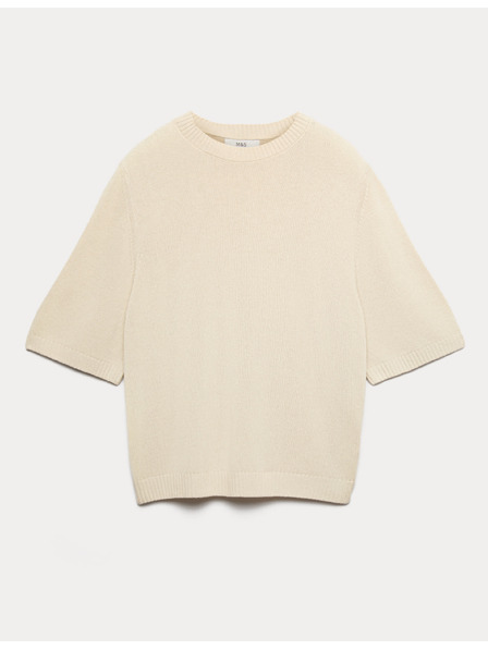 Marks & Spencer Gestricktes Oberteil mit lockerer Passform und Leinenanteil Marks & Spencer beige