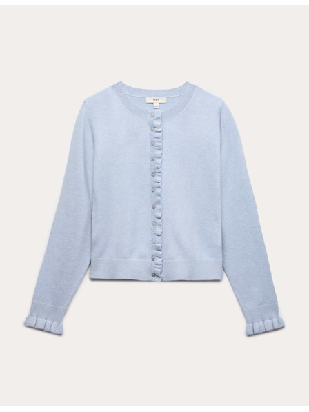 Marks & Spencer Strickjacke aus luftiger Faser mit schmaler Passform Marks & Spencer blau