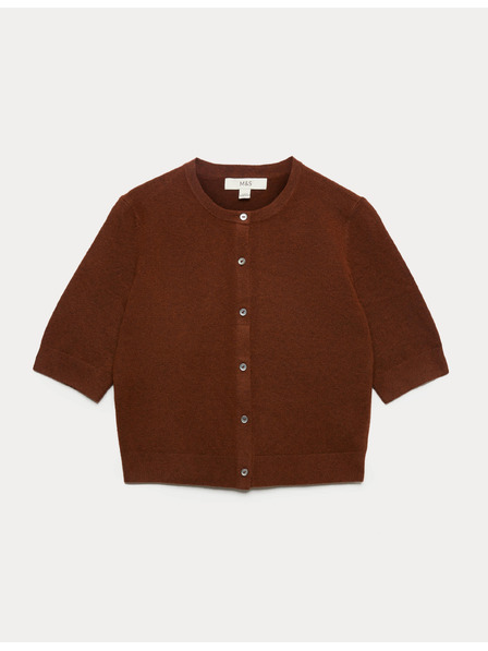 Marks & Spencer Kurze Strickjacke mit Knöpfen vorne und luftiger Faser Marks & Spencer braun